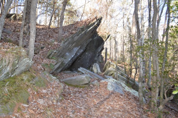 15- to 20-foot-tall boulders by the creek.